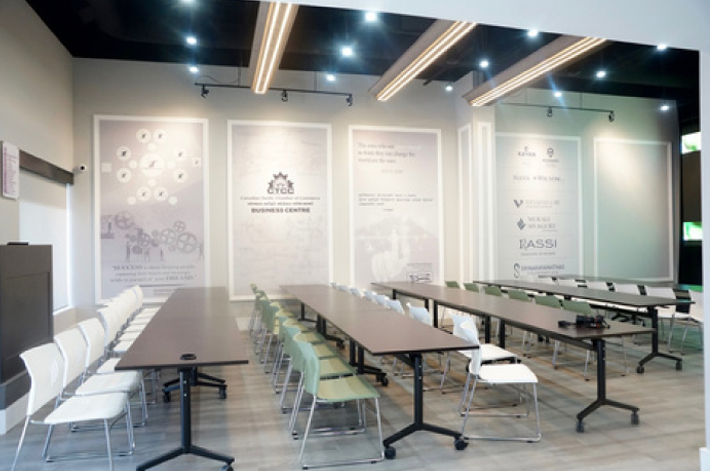 Workshop space with tables